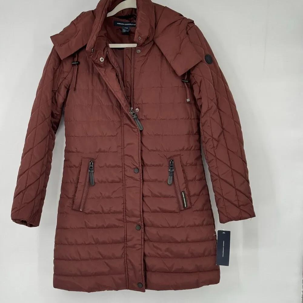 FRENCH CONNECTION Quilted Barn Jacket - Barn Red Size 4 US NWT - Picture 1 of 11